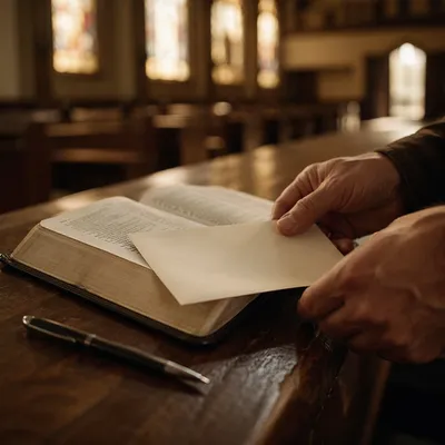 Tithe Envelope Resting on Open Bible