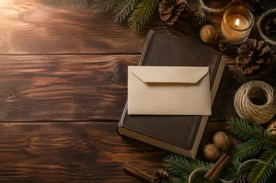 Tithe Envelope on Bible with Rustic Decor
