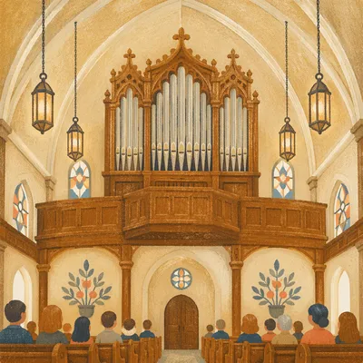 Grand Church Organ Pipes in Sanctuary
