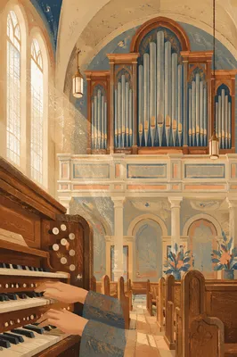 Traditional Church Organ Pipes in Grand Sanctuary