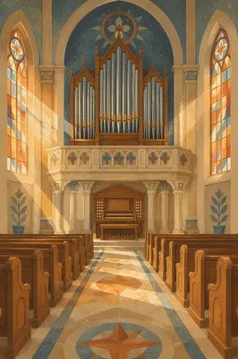 Traditional Church Organ Pipes in Grand Sanctuary