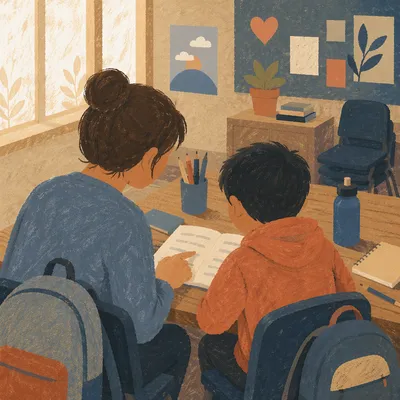 After School Church Tutoring Volunteer Scene