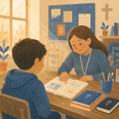 Church Volunteer After-School Tutoring Moment