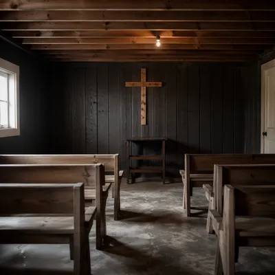 Humble Underground Church Room With Cross
