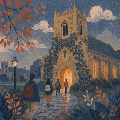 Historic University Chapel at Blue Hour