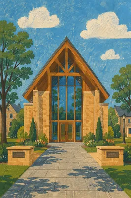 University Campus Stone Chapel Entrance