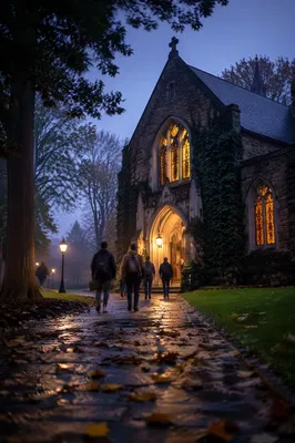 Historic University Chapel at Blue Hour