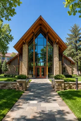 University Campus Stone Chapel Entrance