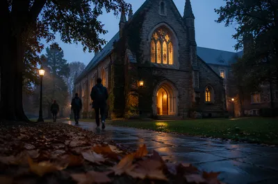 Historic University Chapel at Blue Hour