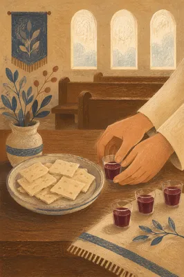 Simple Communion Bread and Grape Juice