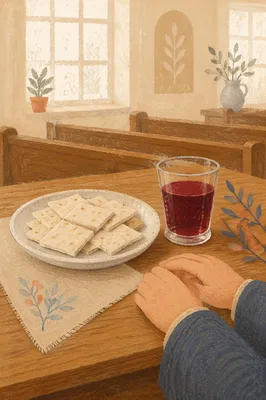 Simple Communion Bread and Grape Juice