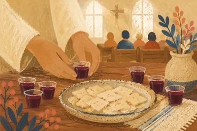 Simple Communion Bread and Grape Juice