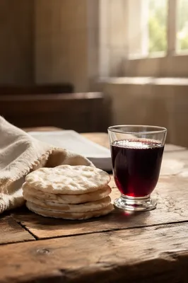 Unleavened Bread and Grape Juice Still Life