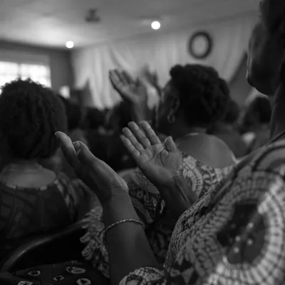 Respectful Community Prayer Gathering in Monochrome