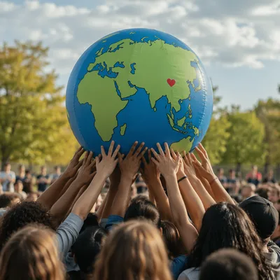 Hands Lifting Globe for Global Mission