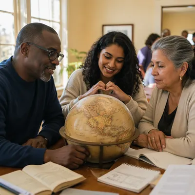 Diverse Group Studying Globe Together