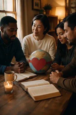 Diverse Group Around Table with Globe