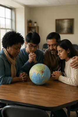 Prayer Circle Around Handmade Globe