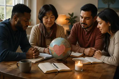 Diverse Group Around Table with Globe