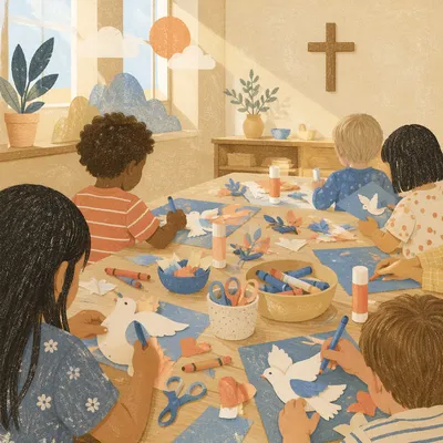 Vacation Bible School Craft Table Scene