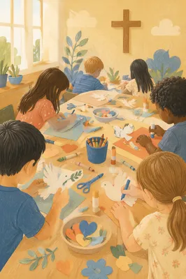 Vacation Bible School Craft Table Scene