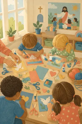 Vacation Bible School Craft Time in Church