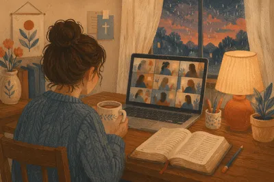 Cozy Virtual Bible Study at Dusk