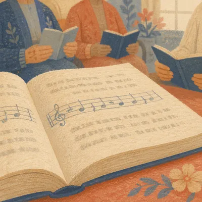 Hymnbook During Nursing Home Worship Visit