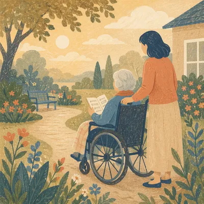 Church Volunteer Singing Hymns with Elder