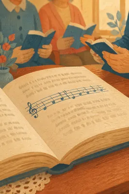 Hymnbook During Nursing Home Worship Visit