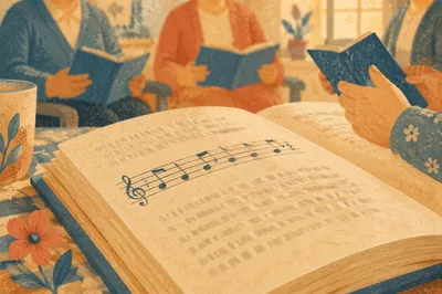 Hymnbook During Nursing Home Worship Visit
