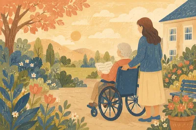 Church Volunteer Singing Hymns with Elder
