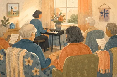 Hymn Gathering in a Cozy Nursing Home