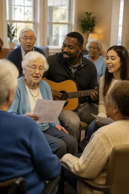 Church Group Singing with Elderly Residents