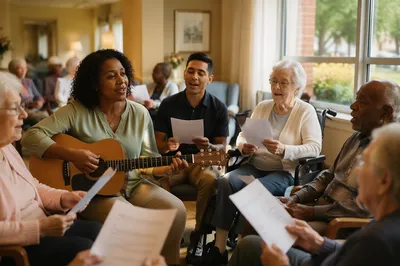 Church Group Singing With Elderly Residents