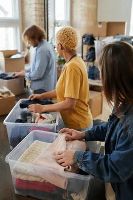 Church Volunteers Sorting Donated Clothes