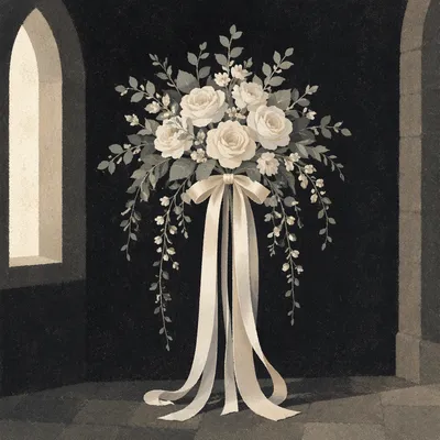 Elegant White Rose Wedding Bouquet Chapel