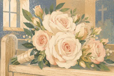Elegant White Rose Wedding Bouquet Close-Up