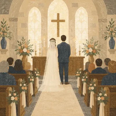 Bride and Groom at Church Altar