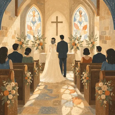 Bride and Groom at Church Altar
