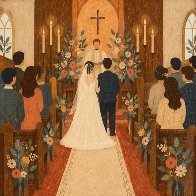 Reverent Church Wedding at the Altar