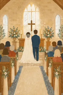 Bride and Groom at Church Altar
