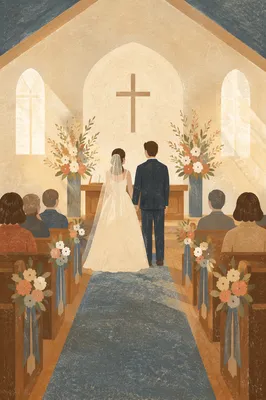 Countryside Church Wedding at Softly Lit Altar