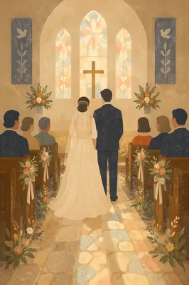 Bride and Groom at Church Altar