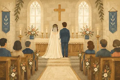 Bride and Groom at Church Altar