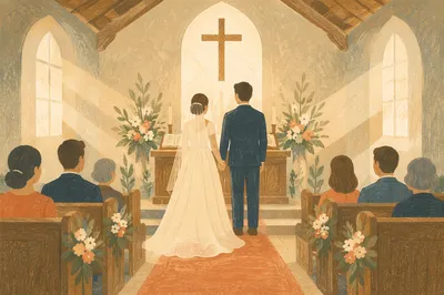 Bride and Groom at Church Altar
