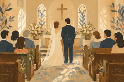 Bride and Groom at Church Altar