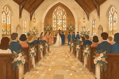 Church Wedding Ceremony at Traditional Altar