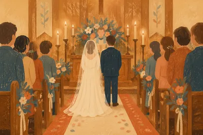 Reverent Church Wedding at the Altar