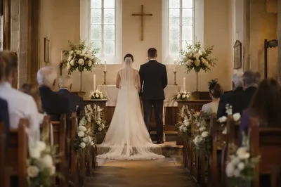 Bride and Groom at Church Altar